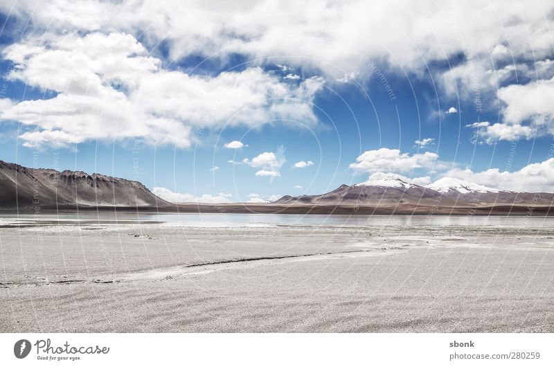 desolate waste Environment Nature Landscape Earth Sand Air Water Weather Beautiful weather Hill Mountain Peak Snowcapped peak Glacier South America Bolivia