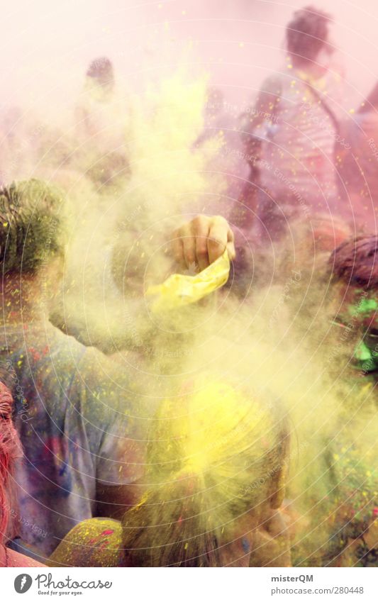 holi colours in air