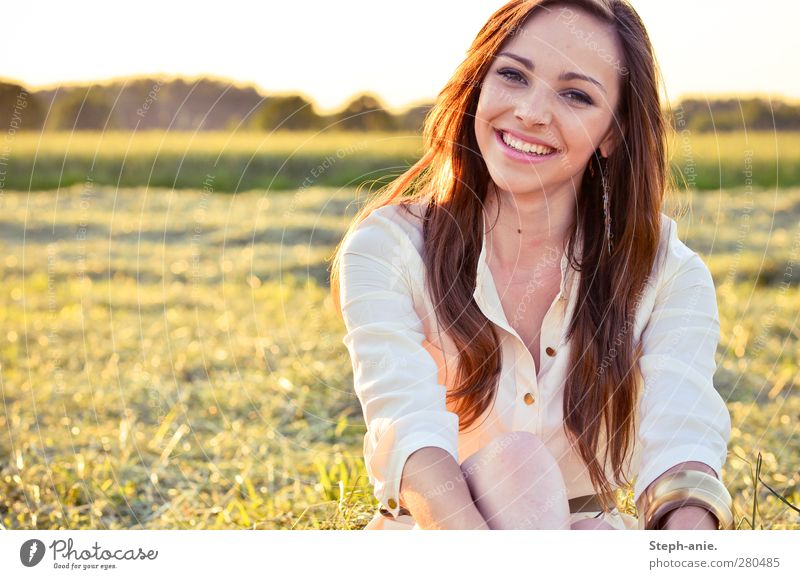 Summer days. :) Feminine Young woman Youth (Young adults) Woman Adults Head Hair and hairstyles 1 Human being Nature Sunlight Beautiful weather Grass Meadow