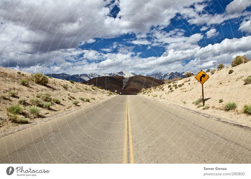 Road to Mountains / Close to Lone Pine Vacation & Travel Tourism Adventure Freedom Summer Nature Landscape Sand Sky Clouds Horizon Sun Beautiful weather Bushes