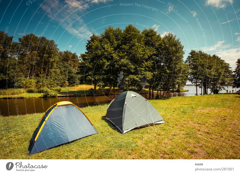 double tent Leisure and hobbies Vacation & Travel Trip Camping Summer Environment Nature Landscape Sky Clouds Horizon Climate Beautiful weather Tree Meadow