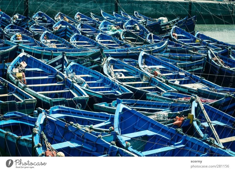 boat parking Port City Deserted Navigation Boating trip Fishing boat Dinghy Rowboat Harbour Vacation & Travel Mobility Symmetry Logistics Colour photo