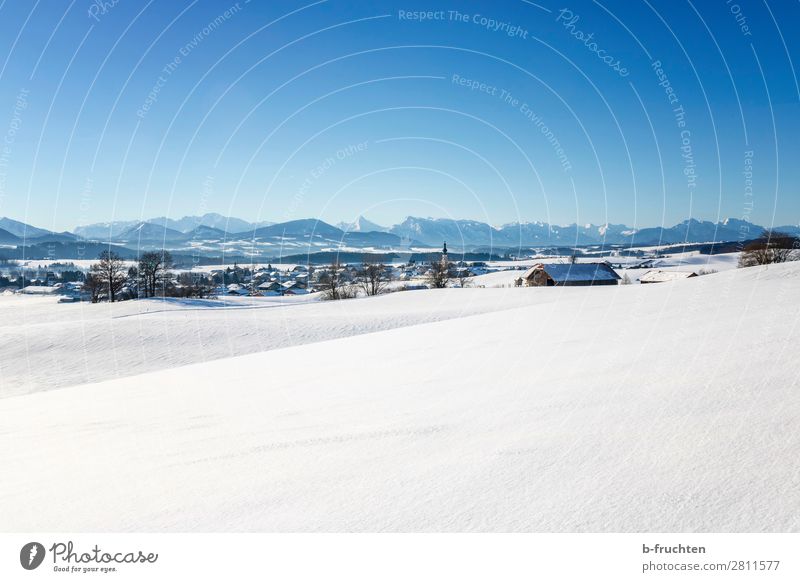 Winter landscape with mountains, Austria Landscape Sky Beautiful weather Snow Alps Mountain Village Church Looking Hiking Infinity Salzburg Snowscape Calm