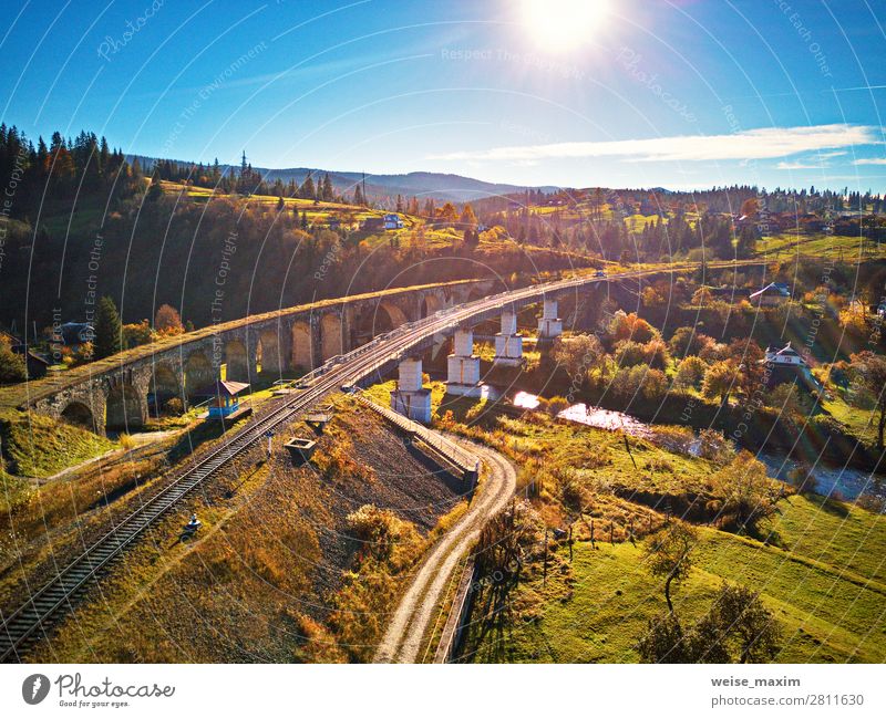 Old railway viaduct in mountains. Autumn Rural Landscape Vacation & Travel Tourism Trip Adventure Far-off places Freedom City trip Cruise Expedition Mountain