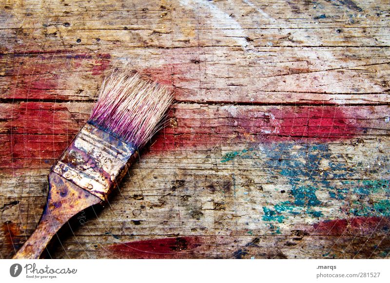Monday painter Painter Artist Paintbrush Wood Old Beautiful Multicoloured Advice Creativity Passion Past Background picture Patch of colour Board Dye