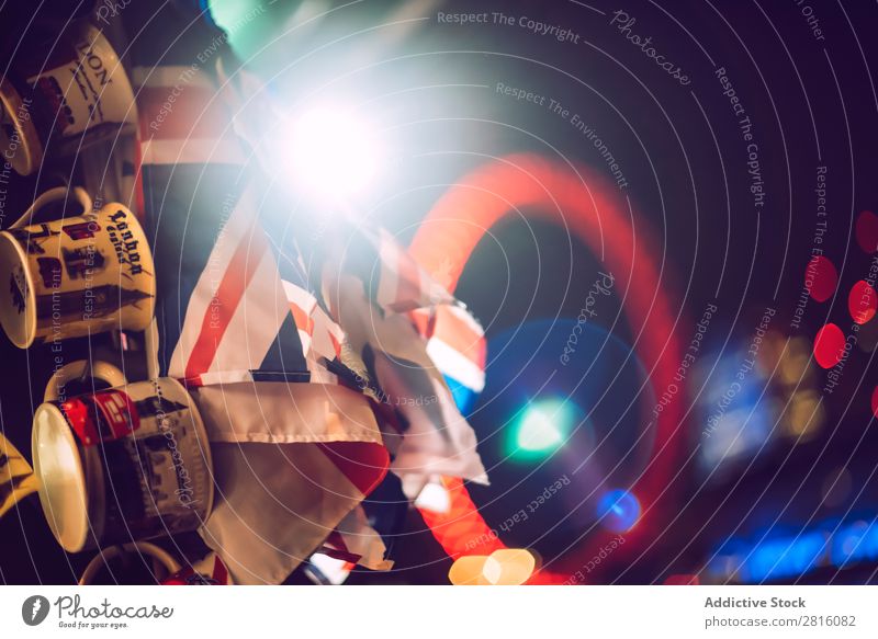 LONDON, UK - OCTOBER 13, 2016: Souvenir cups on the background o London Eye Cup Blur Flag Monument Architecture City Town Deserted Red Exterior shot