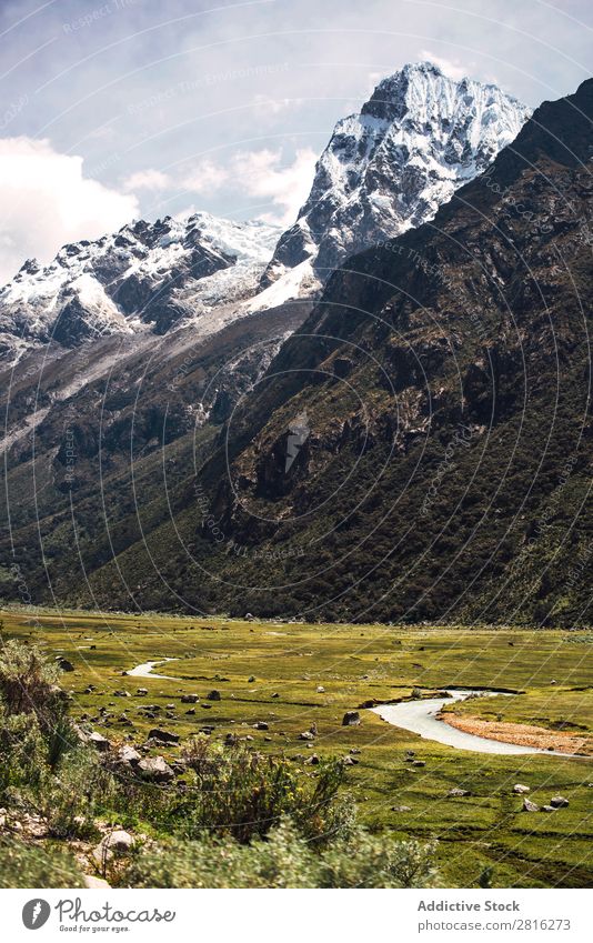 Bautiful snowy mountains in Huaraz, Peru, South America. cordillera Mountaineer Snow blanca huaraz Exterior shot Hiking Adventure Destination america White