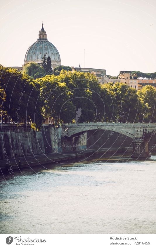 The Tiber river in Rome and St. Peter Basilica, Italy River Italian Vantage point Historic Old Vatican angelo Architecture peter Skyline castel Landmark Castle