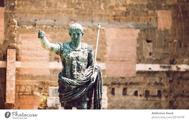 Statue of roman emperor August, in Rome, Italy Street Close-up Old Vintage Detail European Exterior shot Ancient Italian Destination Vacation & Travel