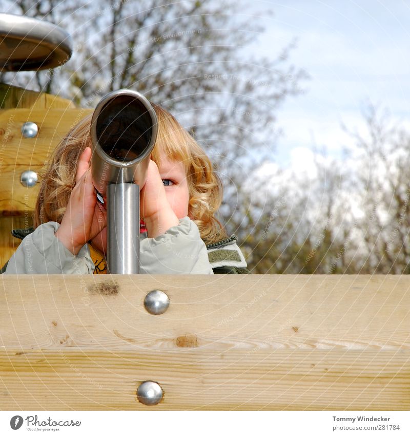 farsightedness Playing Children's game Parenting Kindergarten Boy (child) Infancy Head Binoculars Telescope Wood Observe Discover Looking Far-off places