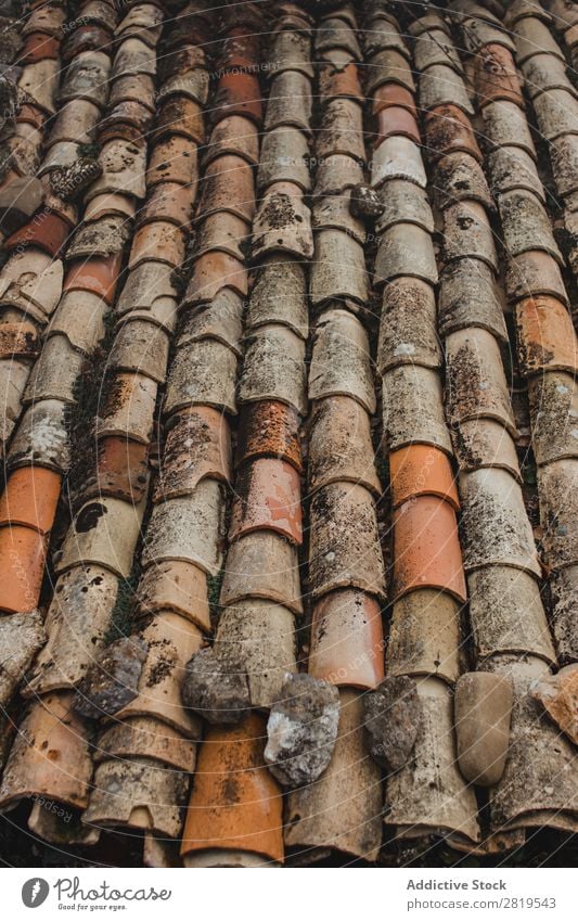Close-up roof tile texture Tile Roof Old grungy ceramic Material Consistency texture background Pattern Weathered Rough Abstract Construction