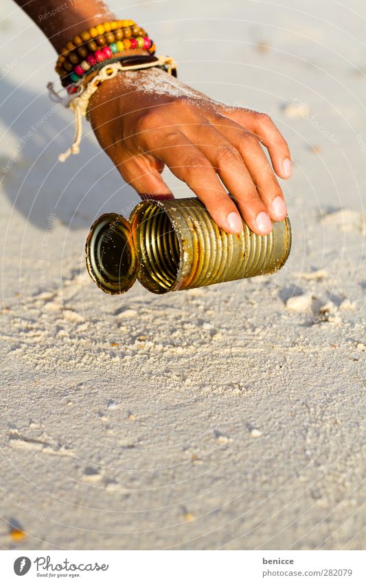 Beach CleanUp Woman Human being Hand Cleaning Tidy up Trash Dirty Tin Flotsam and jetsam Environmental protection Environmental pollution Action Lift Collection