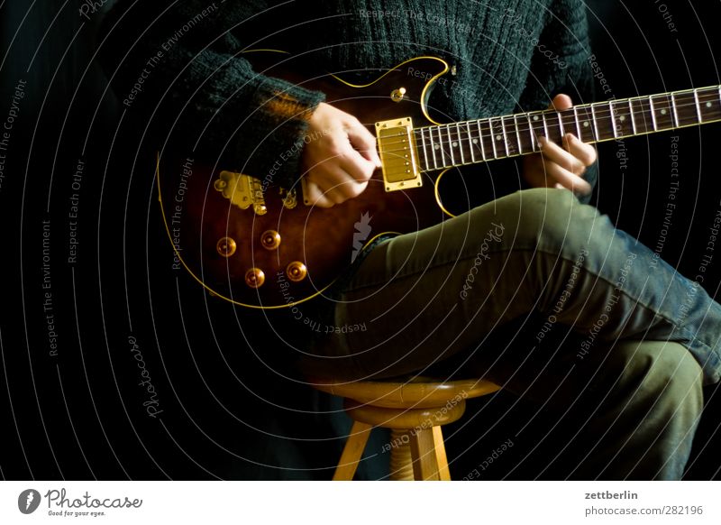 Play a mean guitar Joy Playing Music Human being Adults Body Hand Fingers 1 Musician Guitar Original Endurance Blues Electric guitar Guitarist Ibanez