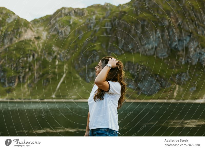 Pretty Woman In Mountain Lake A Royalty Free Stock Photo From Photocase