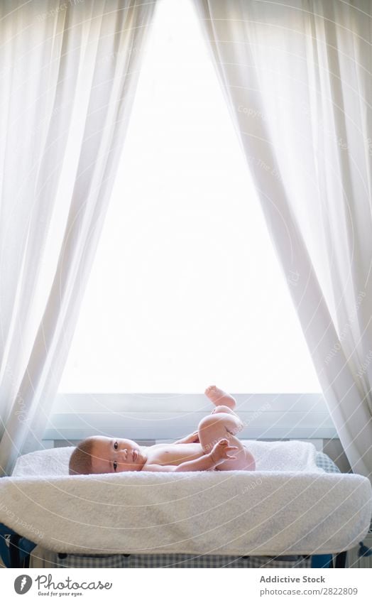 Cute Baby Sleeping On Bed A Royalty Free Stock Photo From Photocase