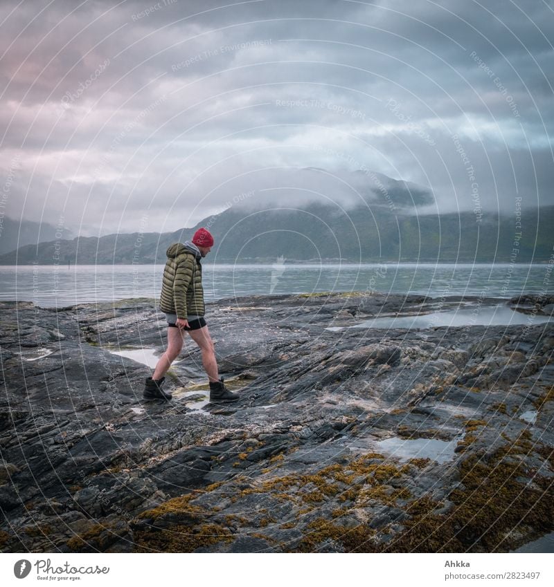 How to go home Fjord Cold Young man To go for a walk Ocean