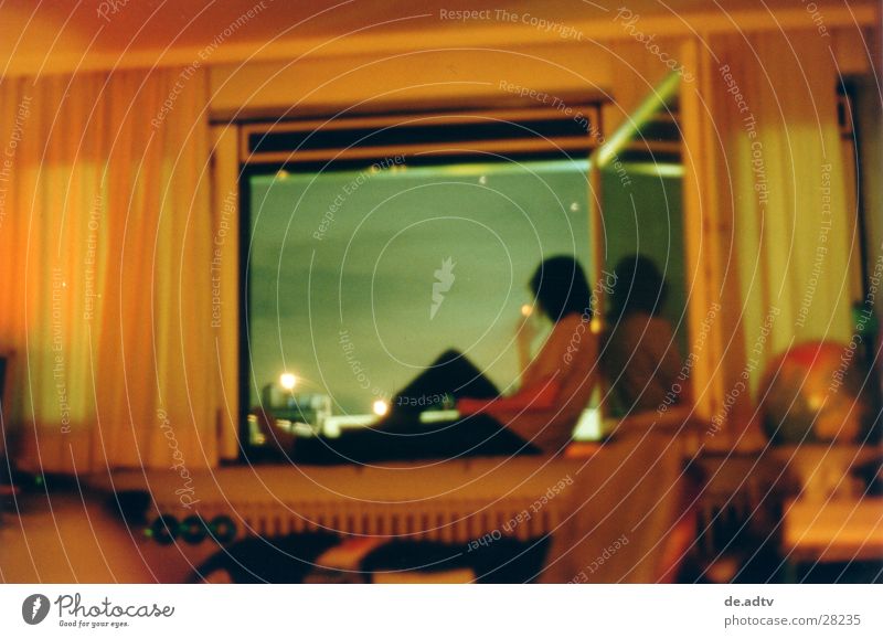 SUMMER 2001 II Window Vantage point Calm Relaxation Clouds Room Drape Globe Loneliness Man Sky Smoking Blue Orange Freedom lasciviousness