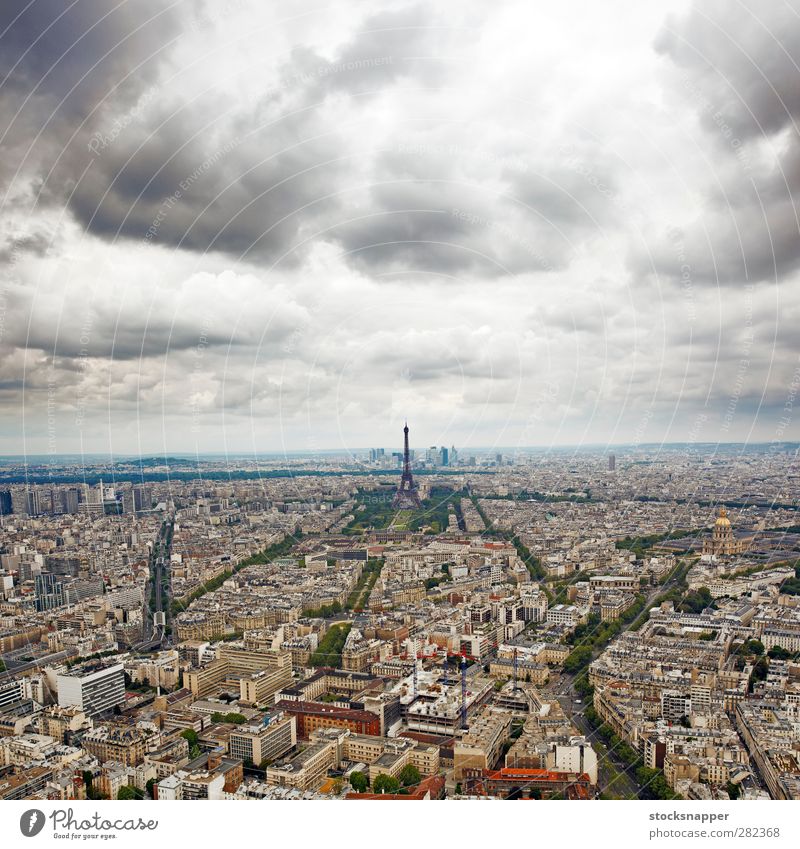 Paris France Town Aircraft Architecture Eiffel Tower Clouds Day French