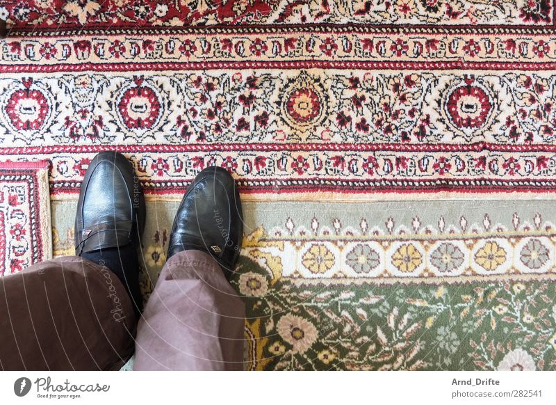 Visit to Turkish relatives Human being Masculine Man Adults Legs Feet 1 Pants Slippers Stand Kitsch Multicoloured Hospitality Carpet Living room Turkey