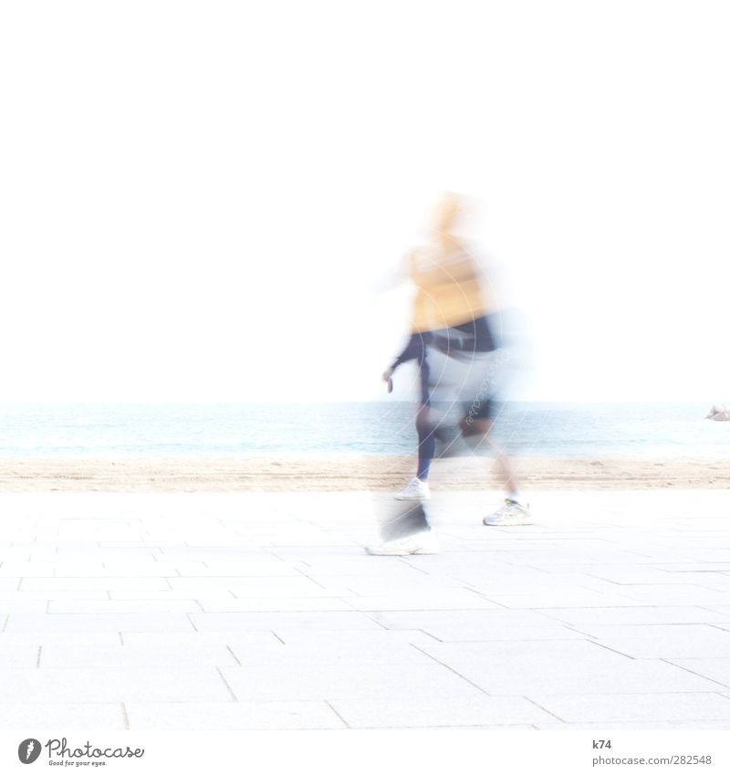be in progress Sports Sportsperson Jogging Human being Beach Ocean Going Walking Running Esthetic Athletic Exceptional Bright Movement Horizon Dream