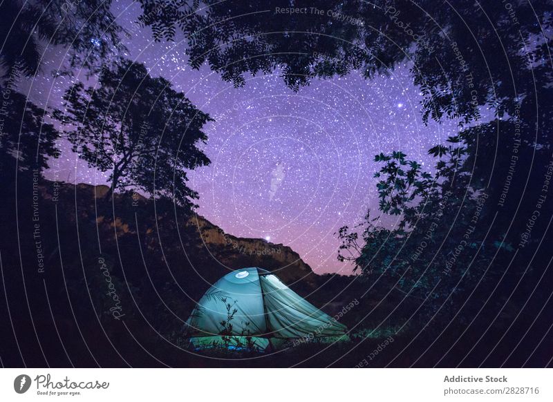 Tent under starry sky Tourism Stars Wilderness Constellation Camping Adventure Universe Action Evening Relaxation Vacation & Travel Night trekking Beautiful