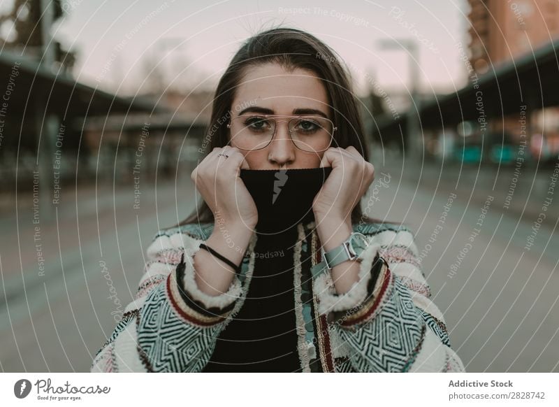 Female hipster in colorful clothes in countryside - a Royalty Free Stock  Photo from Photocase