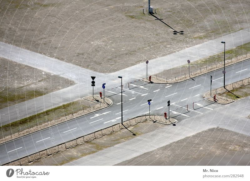 oil crisis Beautiful weather Town Traffic infrastructure Street Crossroads Lanes & trails Road junction Road sign Future Control barrier Asphalt Street lighting