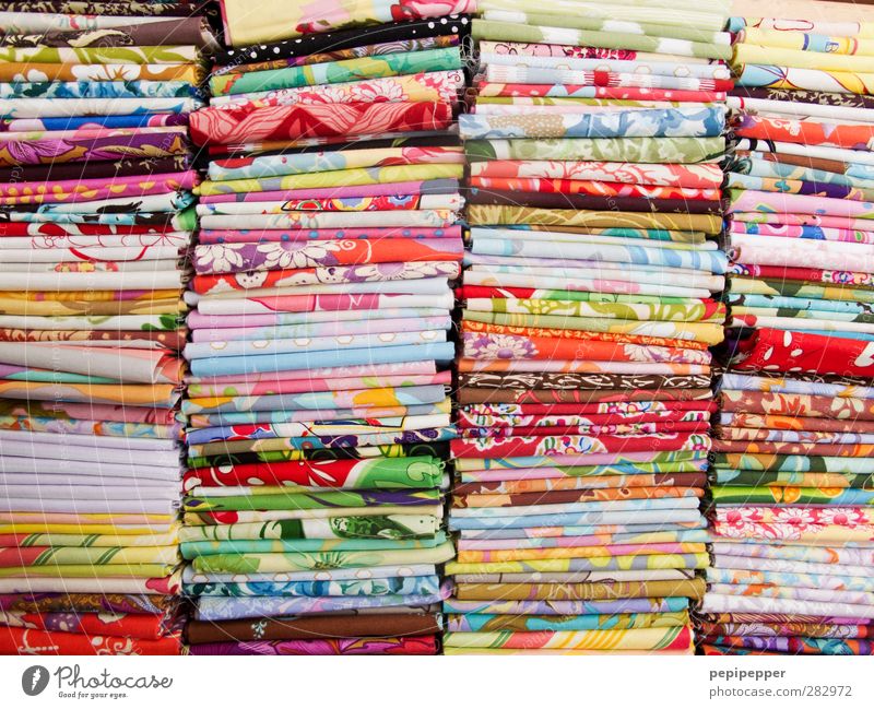 good fabric Shopping Trade Fashion Clothing Dress Decoration Ornament Line Stripe Hip & trendy Kitsch Multicoloured Colour Textiles pile Sewing Subdued colour