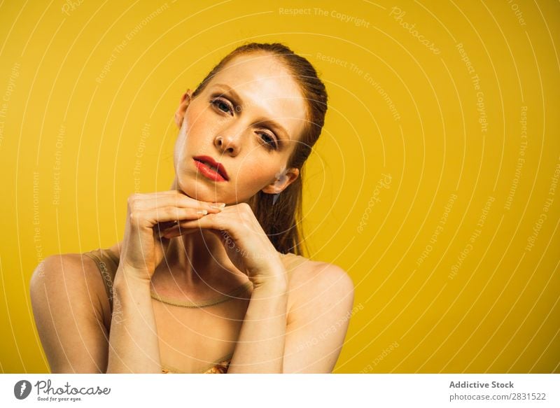 Young woman dancing in studio Woman pretty Portrait photograph Youth (Young adults) To enjoy Dance Posture Beautiful Adults Smiling Beauty Photography