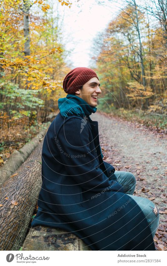 Man posing in autumnal wood Street Youth (Young adults) Town Lifestyle Easygoing Fashion Style warm clothes Adults Modern Human being Hip & trendy Guy