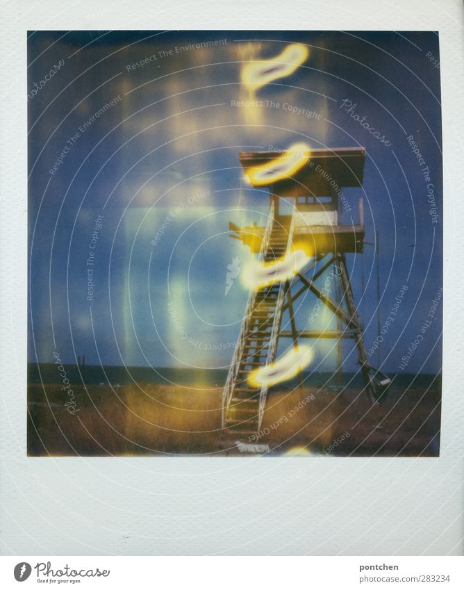 another tower Landscape Sky Grass Manmade structures Blue Shaft of light Tower Lookout tower Stairs Colour photo Exterior shot Polaroid Day