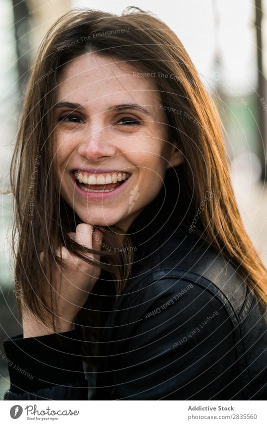 Laughing pretty woman Woman Face Looking into the camera Close-up Cheerful Smiling Laughter Beautiful Portrait photograph Beauty Photography Girl Attractive