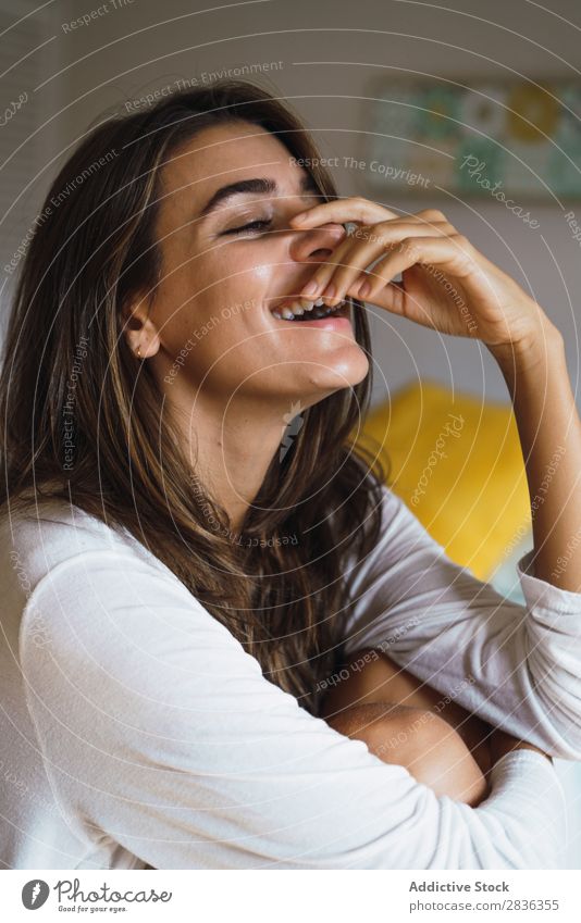 Happy woman on braided chair Woman Cheerful Beautiful Youth (Young adults) Human being Portrait photograph pretty Attractive Easygoing Cute Positive Joy Smiling