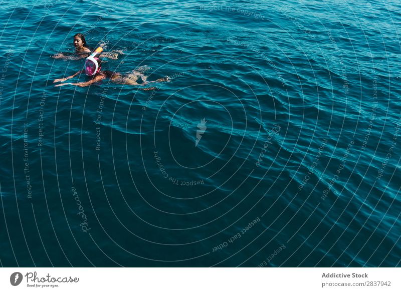 People swimming in tropical sea Woman Swimming Ocean Athletic amusement Freedom Together Action Landscape Friendship Floating Tourism romantic Exotic Relaxation