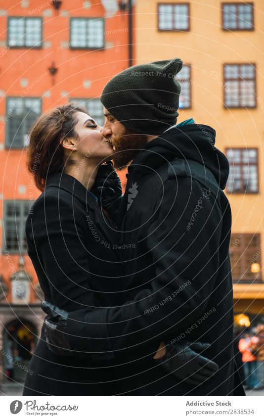 Man posing with girlfriend on street Couple Street Happy City Carrying Human being Vacation & Travel Tourism Love Happiness Relationship Cheerful