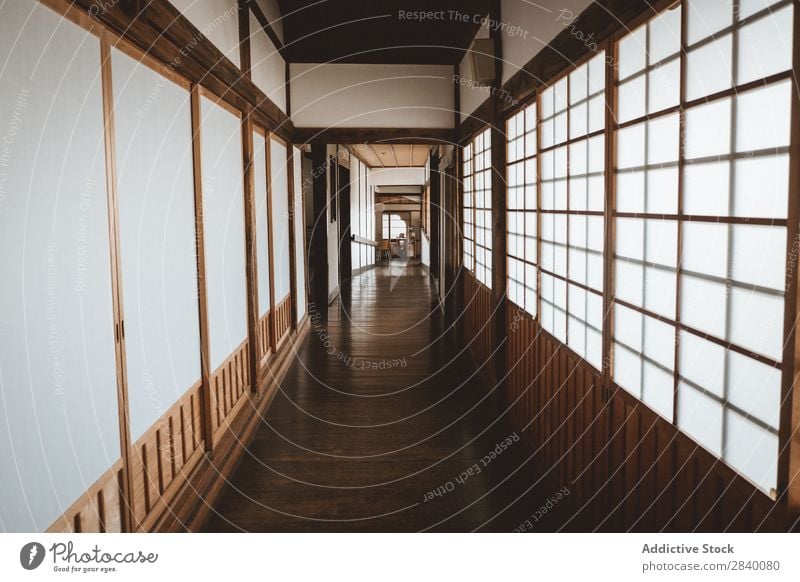 Hallway in Asian house Interior design House (Residential Structure) asian Tradition Corridor Home Culture Room Wood oriental Japanese Minimalistic Design decor