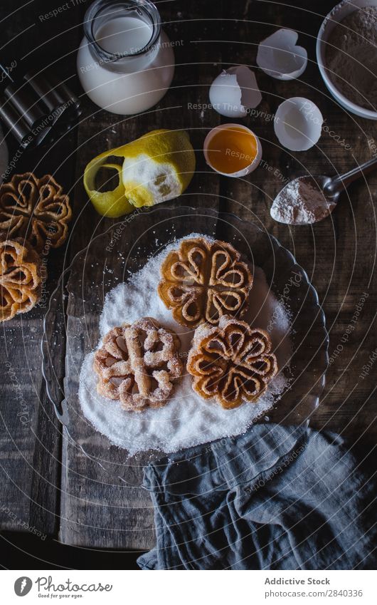 Tasty cookies covered with sugar Sweet Baked goods Rustic Delicious Cookie Sugar topping Dessert Food Fresh Home-made Gourmet Bakery Snack Breakfast Healthy