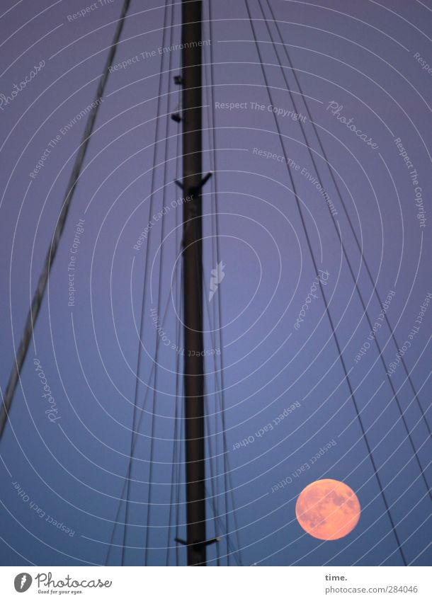 |. Sky Moon Full  moon Navigation Sailing ship Mast Rigging Moody Together Serene Patient Wanderlust Moonlight Colour photo Subdued colour Exterior shot