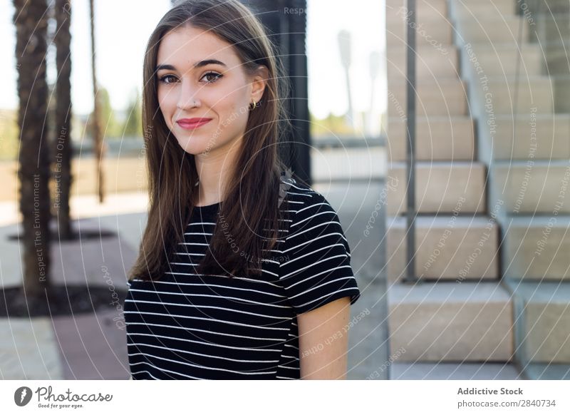 Portrait of beautiful young woman posing in the street. Girl Fashion Model Town Youth (Young adults) Style Easygoing Street Caucasian Portrait photograph