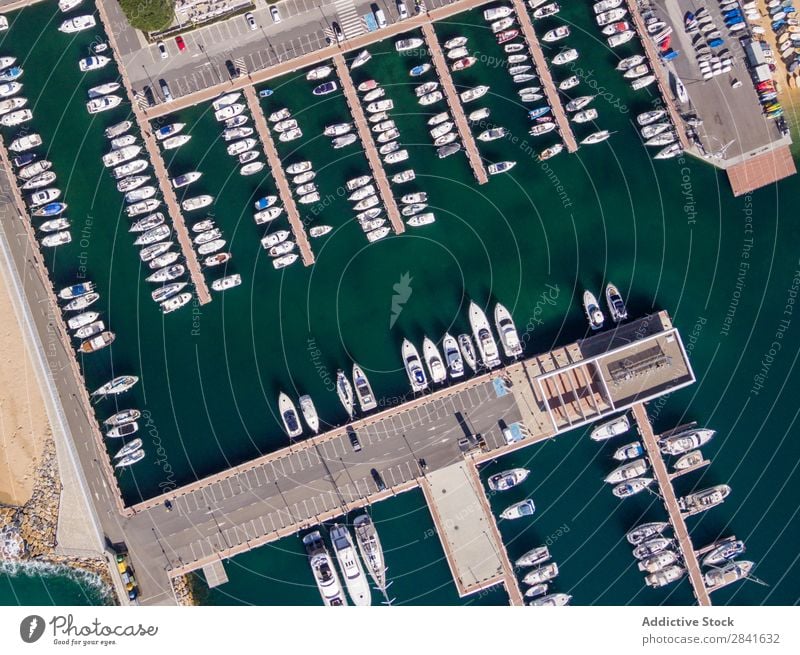 Aerial views of a fishing port in the Mediterranean. Aircraft Bay Beach Beautiful Blue Watercraft City Coast Destination Eyes Fishery Harbour Vacation & Travel