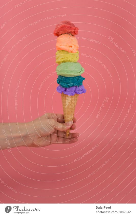 Scoop Of White Pink Ice Cream Stock Photo, Royalty-Free