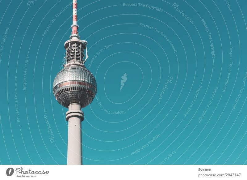 Berlin TV Tower Vacation & Travel Tourism Trip Sightseeing City trip Germany Landmark Blue Colour photo Exterior shot Deserted Copy Space right Copy Space top