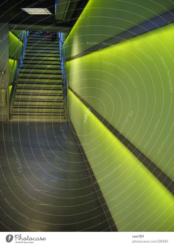 The Wall Wall (building) Light Green Architecture Stairs Handrail Lighting