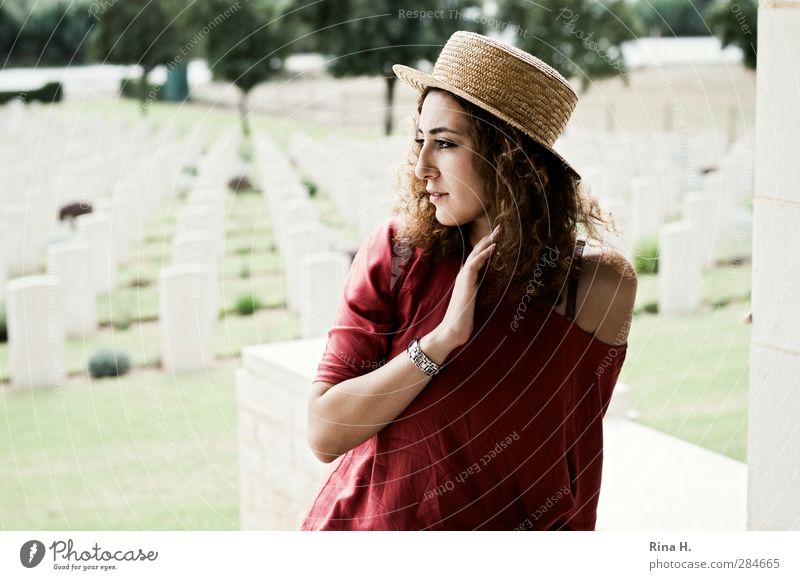 They stayed here... SECOND 1 Human being Monument T-shirt Wristwatch Hat Hair and hairstyles Brunette Long-haired Curl Looking Sit Authentic Beautiful Emotions