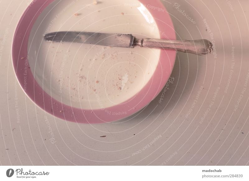 Empty - plate knife hunger meal eaten empty Nutrition Breakfast Diet Fasting Crockery Plate Cutlery Knives Kitchen Poverty Modest Refrain Thrifty Humble