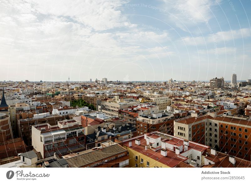 Madrid City with high density of buildings Skyline Infrastructure Closed Urbanization Contemporary Panorama (Format) Development Structures and shapes Town