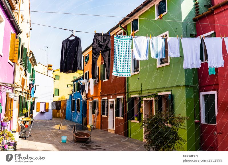 Hanging clothes on the streets of Burano, Venice, Italy. Beautiful Vacation & Travel Tourism Summer Summer vacation Island House (Residential Structure) Culture