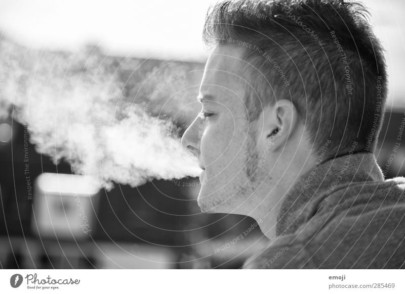 ~ Masculine Young man Youth (Young adults) Head 1 Human being 18 - 30 years Adults Short-haired Facial hair Cool (slang) Smoking Smoke Black & white photo