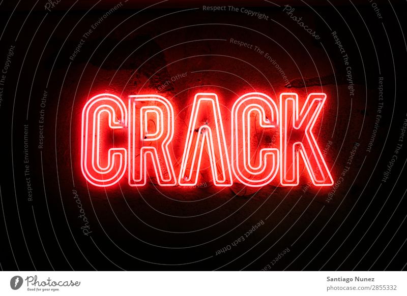 Neon sign on a wall - Crack Crack & Rip & Tear lider Break Broken Glow Sign Design Light Electric Wall (building) Red Night life Letters (alphabet)