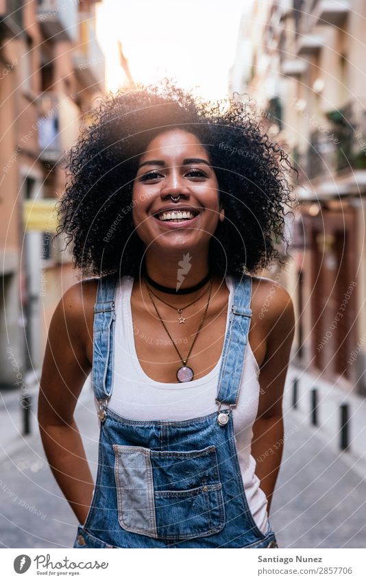 Portrait of a beautiful black woman. Woman Black African Afro Human being Portrait photograph City Youth (Young adults) Girl American Smiling Happy Fashion